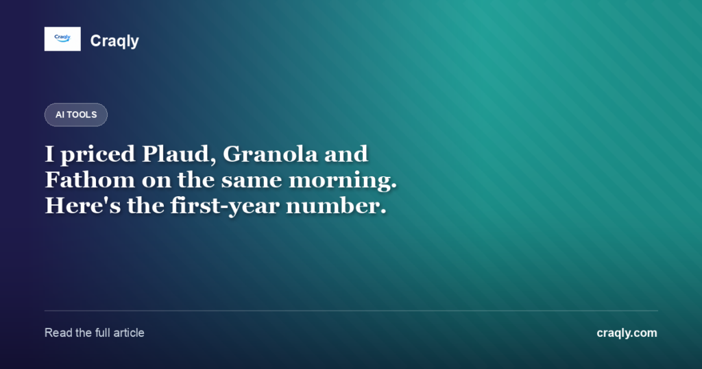 I priced Plaud, Granola and Fathom on the same morning. Here’s the first-year number.