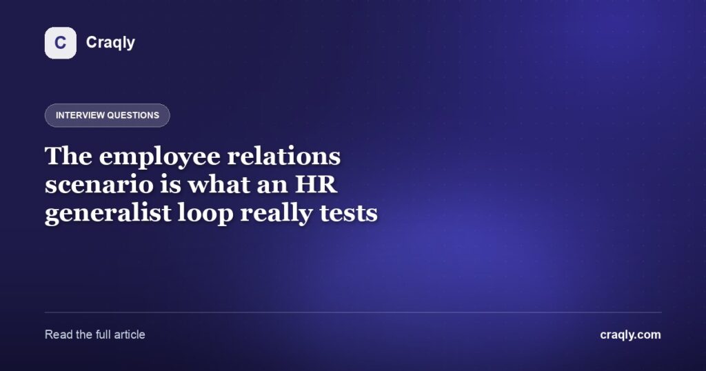 The employee relations scenario is what an HR generalist loop really tests