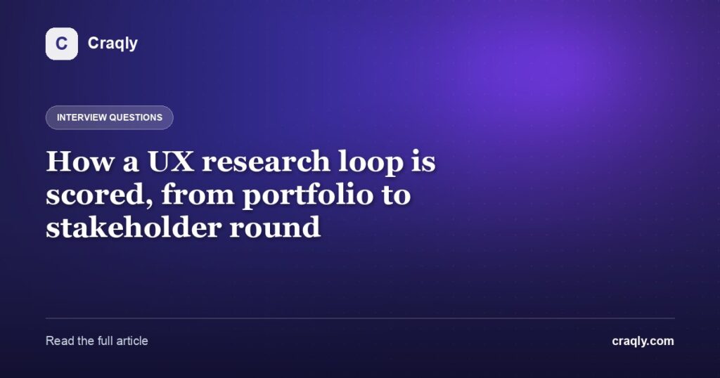 How a UX research loop is scored, from portfolio to stakeholder round